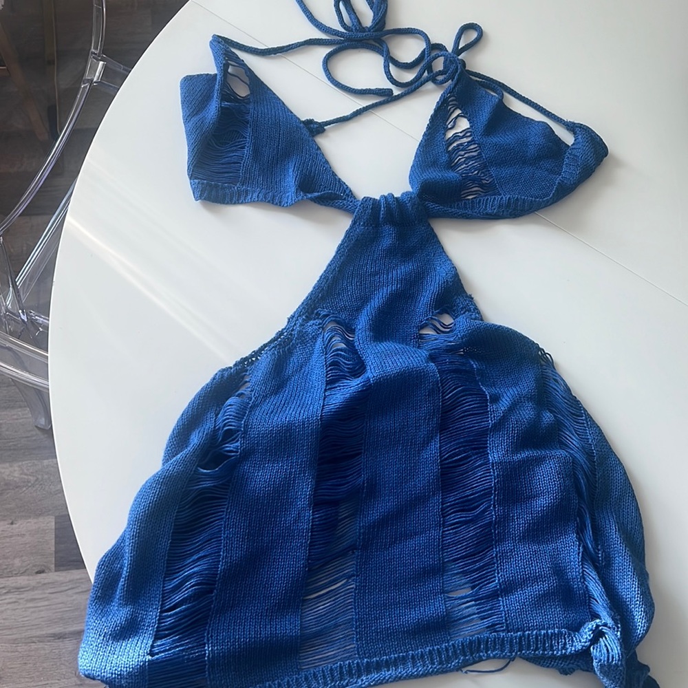 Backless knitted swimsuit cover up size S